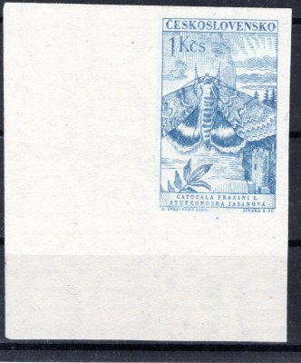 1223 ZT, rohový, nezoubkovaný zkusmý tisk v modré barvě na známkovém papíru s lepem