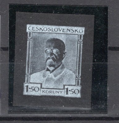 Zkusmý tisk z negativu - známky určené pro celinu CDV 51, 1.50 K Masaryk 