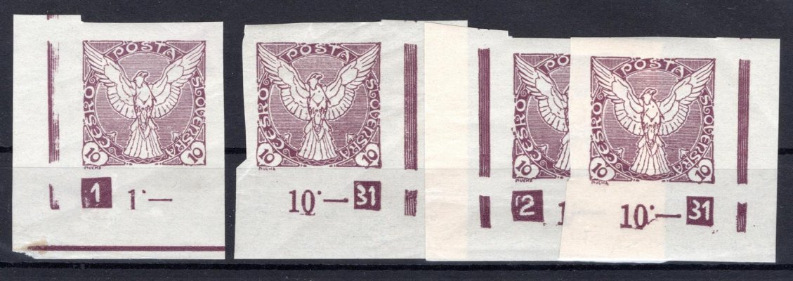 NV 4, novinové, Sokol v letu, rohové s DČ , rok 1931, fialová 10 h