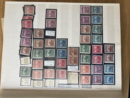 ČSR I -Ostatní známky - kompletní série , odstíny, kupony T.G. Masaryk - falešné KDM Aršíky včetně destiček - pěkná sbírka 