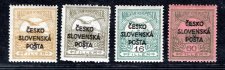 RV 133 - RV 136 - kompletní přetisk ŠROBÁR na výplatních známkách Turul - zkoušeno Gilbert, Vrba 