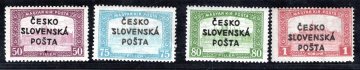 RV 159 - RV 162   kompletní přetisk ŠROBÁR na výplatních známkách Parlament - krásná.
, II. náklad + náklad I  - koncové hodnoty  zkoušeno Gilbert, Vrba 