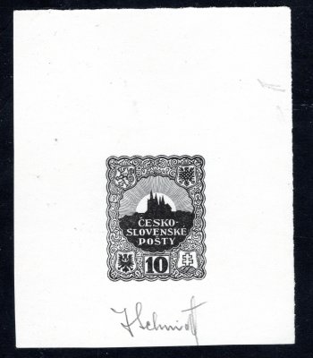 Jindra Schmidt, nerealizovaný návrh v barvě černé 23,5 x 30, na lístku papíru, s podpisem autora