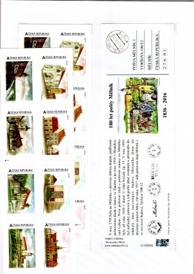TL 52  ( VZ ZS 0052) Mělník - pošta, nominál 16 x A- sešítky  vlastní známky 
