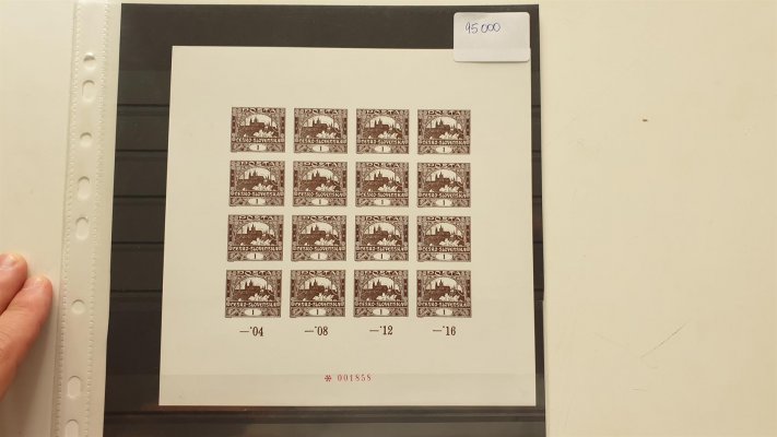 zkusmý tisk; číslovaná příloha druhého dílu monografie I., reprodukce tisku pro poštovní muzeum