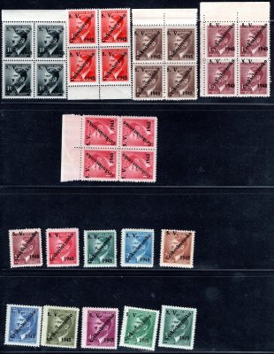 Domažlice I - přetisk na známkách A.H, včetně 4 bloků, hezká sestava