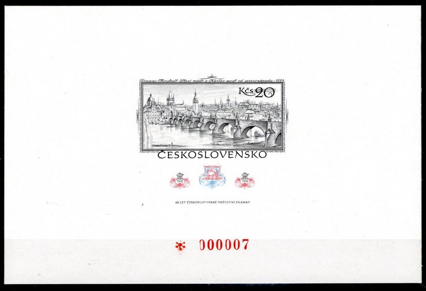 VT 9 a, 60 let čs. poštovní známky, nízké číslo 000007