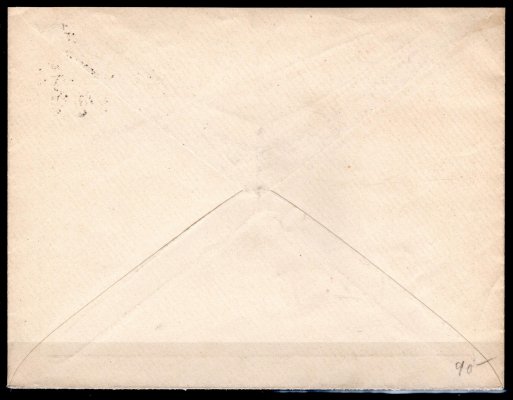 firemní obálka, nálepka Ex, s pestrou frankaturou emise PČ 1919 adresovaná na Královské Vinohrady