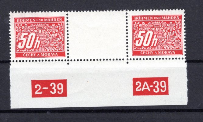 DL 6, 2 známkové meziarší s DČ   2-39, 2A-39, kat. 500
