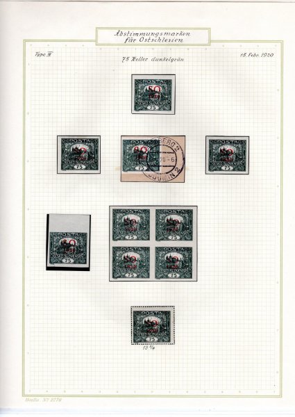 sestava hradčanských známek s přetiskem SO 1920, zajímavé i DV
