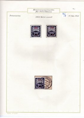 SO 33 - 43 ex, sestava doplatních známek s přetiskem SO 1920, zajímavé 