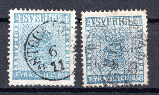 Švédsko - Mi. 2 a + b, 4 Ski modrá a šedomodrá, kat. 320,- hledané