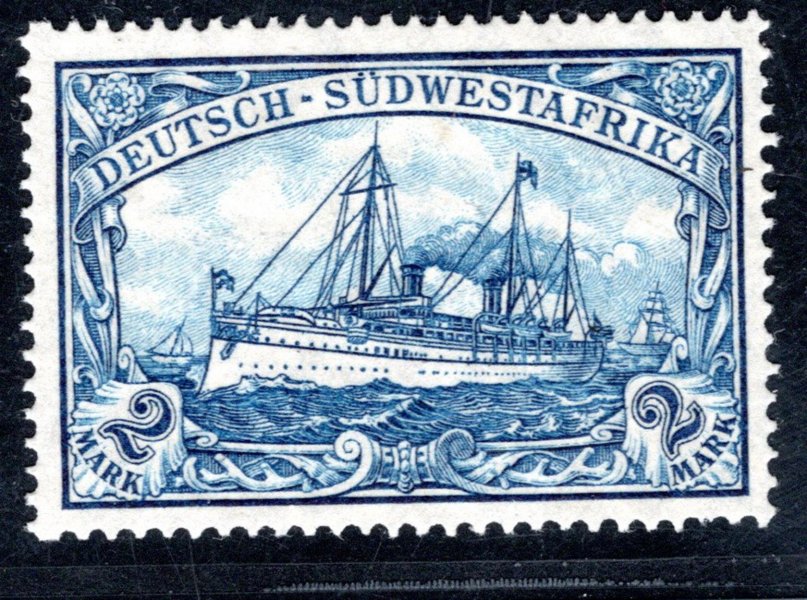 Deutsch-Südwestafrika  Mi. 30 B (25:17), 2 M modrá,