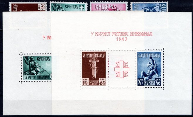 Srbsko - Mi. 86 - 9, Bl. 3 a 4, pomoc invalidům