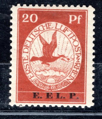 DR - Mi. VI, letecká pošta na Rýnu, přetisk " E.E.L.P.", hledaná známka
