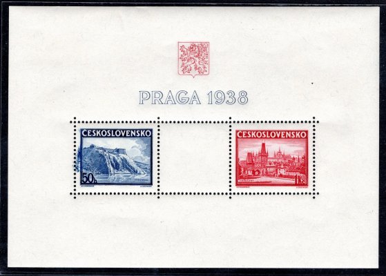 342 - 3 A, Praga 38, aršík - šmouhy od modré tiskové barvy - zajímavé a hledané