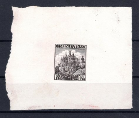 306 ZT, Kutná Hora, otisk rytiny na kousku papíru, hnědočerná 1,60 Kč, zk. Vr