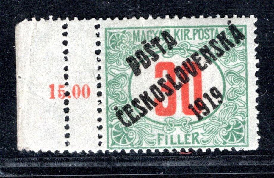 139, typ III, krajová s počítadlem a dvojitou perforací na okraji doplatní červená čísla, 30 f,  zk. Gi, zajímavé