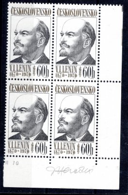 1828, Lenin, rohový 4 blok s podpisem rytce Herčíka a DO 49/1, zajímavé
