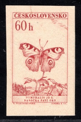 1221 ZT, otisk rytiny na silnějším papíru, v barvě hnědooranžové, 60 h, motýli, hledané