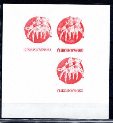 1929, UNICEF, zkouška tisku červené barvy na lístku papíru,z pozdější doby - stříhané 