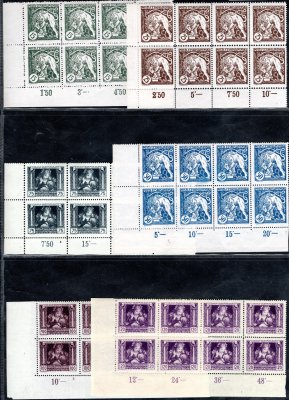 27 - 32, (A,B), dolní levé rohové 8-mi bloky, č. 29 ST, 27,30,31 - DZ, kat. cca 800