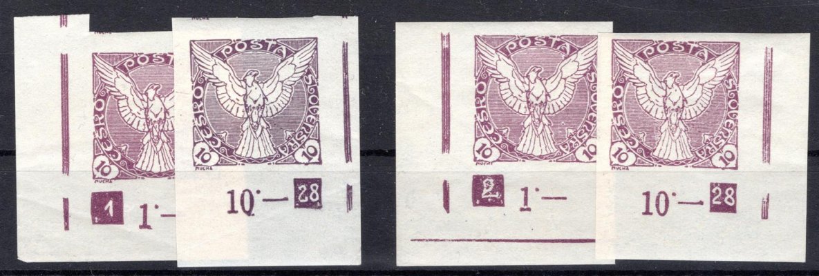 NV 4, novinové, Sokol v letu, rohové s DČ rok 1928, fialová 10 h