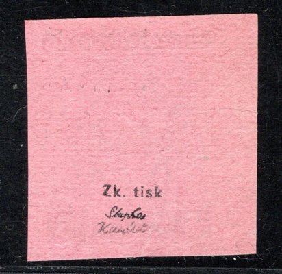256 ZT, Praha, papír růžový, zelená 5 K, svislé barevné pruhy, zajímavé, zk. Stu