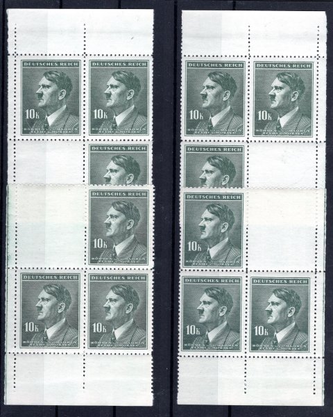 96 ; 10 K zelená Hitler ; VK 1 / VK 4 - kompletní miniatura 