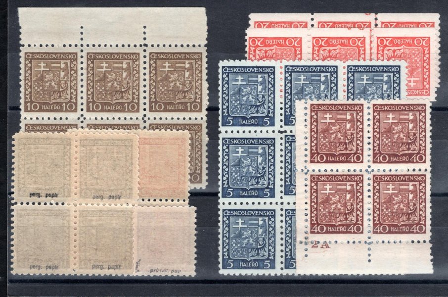 248 - 53 ex, státní znak, sestava, průsvitných papírů a moletáže, 1 x DČ