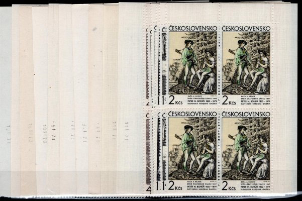 1869 - 1874 ; rohové 4-bloky horní pravé a levé s daty tisku 