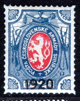 PP 6, typ II  velká šavle, přítisk 1920, 1 R modrá, zk. Gi, Stu