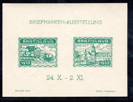 aršík k výstavě Bratislava 1937 v barvě zelené