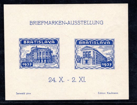 aršík k výstavě Bratislava 1937 v barvě modré