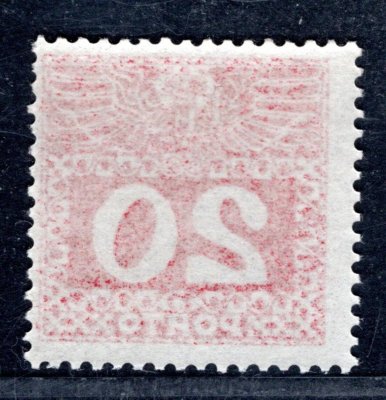 Rakousko - Mi. P 40 y, doplatní velká čísla, prosvítající papír, 20 h červená., kat. 165 Eu, hledaná známka