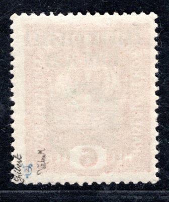 RV 24,  II. Pražský přetisk, koruna, oranžová 6 h, zk. Gi,Vr