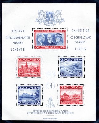 1943, aršík londýnské exilové vláídy k výstavě známek