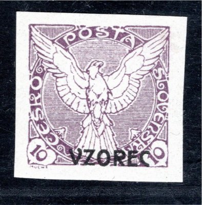NV 4 VZ, novinové, Sokol v letu, přetisk VZOREC - uprostřed, fialová 10 h, zk. Stu