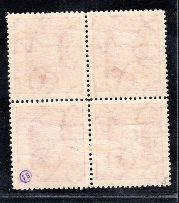 190 B typ I ; 1 koruna červená 4-blok průsvitka P 5