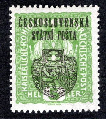 RV 23, II. Pražský přetisk, zelená 5 h, zk. Mr, Vr