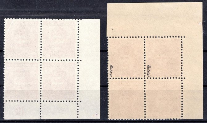 395;  Londýnské 1,50 Kč levý horní a dolní rohový blok ( DZ 1 B)- obrácený hřeben - kat. cena 3500 Kč 