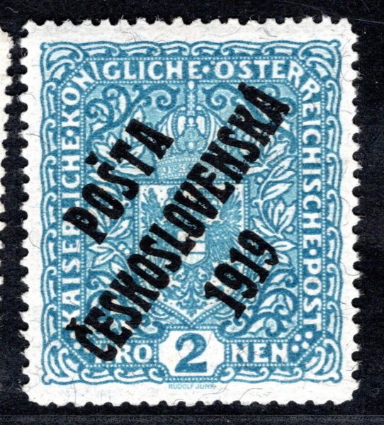 48 IIb Ob, typ II, papír žilkovaný,znak, modrá 2 K, zk. Gi