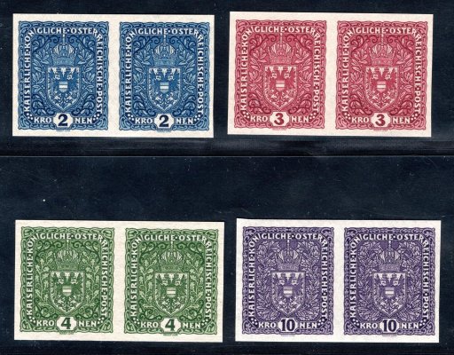 1916-1919 - ANK.200 IU-203IzU, 2- pásky Znak pofis 48 I, 49I, 50 I, 51 I - všechny hodnoty tmavé, úzké ! 