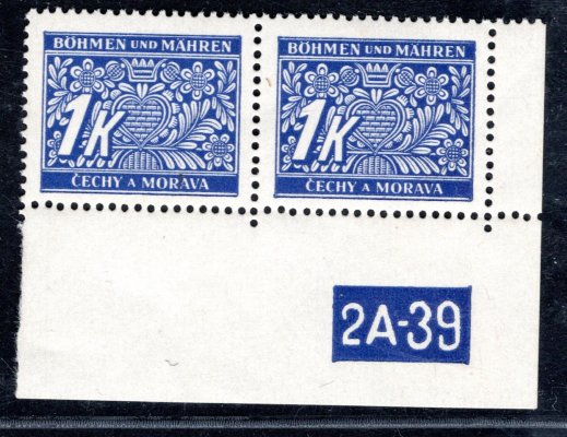 DL 9, pravá dolní rohová dvoupáska s DČ 2A-39 x, modrá 1 K