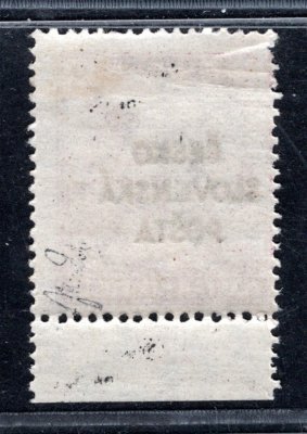 RV 138, Šrobárův přetisk, krajová s počítadlem, ženci, fialová 3 f, zk. Mr