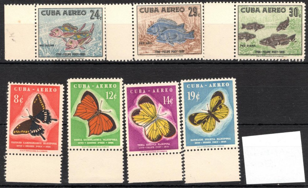 Cuba - Mi. 600 - 6, Fauna hledaná  krajová řada, ryby a motýli