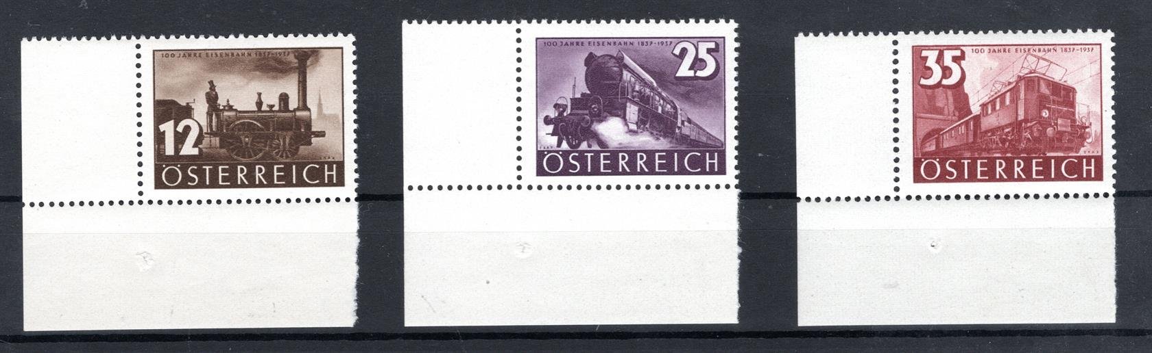 Rakousko - Mi. 646 - 8, rohové, železnice, kat. 18,- Eu
