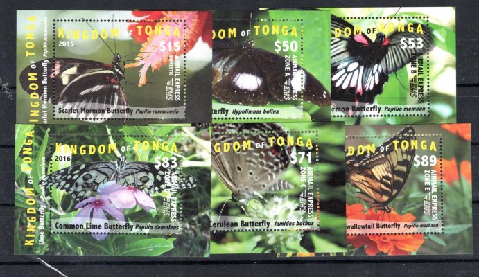 Tonga - Mi. , Bl. 89 - 94, fauna, motýli, kat. 395,- Eu