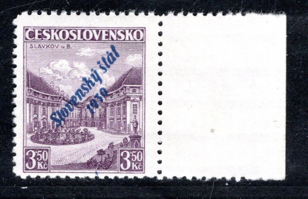 19b, přetisk modrý, krajová, Slavkov, fialová 3,50 Kč, zk. Synek