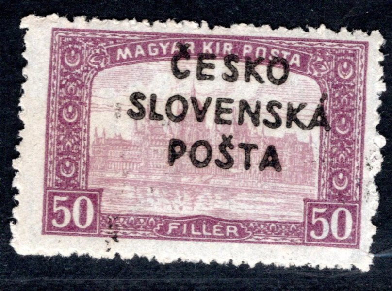 RV 159, Šrobárův přetisk, Parlament, fialová 50 f, zk. Mahr, Ondráček